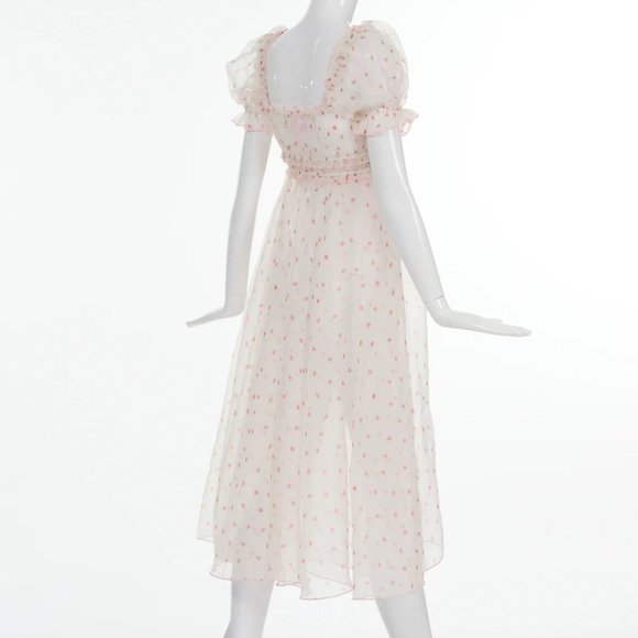 Selkie La Fraise Strawberry Print Silk Gauze Boudoir Dress - XS / NWOT - Picture 5 of 9